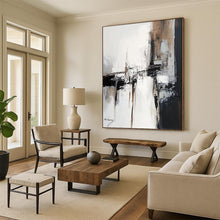 Load image into Gallery viewer, Black &amp; White Abstract Structure Art, Ideal for Minimalist Living Room &amp; Modern Office LargeART2087
