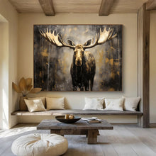 Load image into Gallery viewer, Moody Moose with Golden Accents Abstract acrylic painting DLZ079
