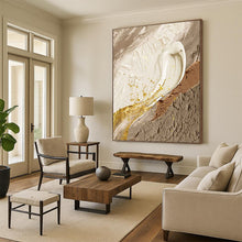 Load image into Gallery viewer, “Neutral Tones with Gold Accents” - Luxe Abstract Art on Canvas DKH1487
