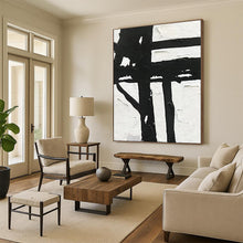 Load image into Gallery viewer, Substantial Bold Black - White Cross Abstract Acrylic for Art - Filled Dining Room LargeART0279
