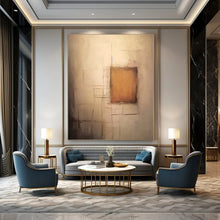 Load image into Gallery viewer, Neutral Line and Square Abstract Canvas Painting, Suited for Modern Gallery Wall &amp; Thoughtful Reading Nook LargeART1300
