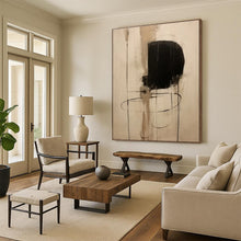 Load image into Gallery viewer, Large - Format Minimalist Black - Beige Abstract Art for Contemporary Gallery &amp; Calm Study LargeART0526
