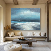 Load image into Gallery viewer, Hand - painted Substantial Blue Toned Seaside Acrylic Art for Calm Family Rooms LargeART1787
