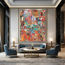 Load image into Gallery viewer, Colorful Abstract Collage Canvas Painting, Perfect for Eclectic Living Room &amp; Creative Office LargeART1169
