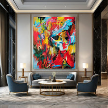 Load image into Gallery viewer, Colorful Dance of Figures Abstract Canvas Painting, Perfect for Lively Living Room &amp; Artistic Dance Studio LargeART1192
