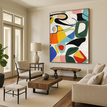 Load image into Gallery viewer, “Colorful Curved Shapes Collage” - Multicolor Abstract Art on Canvas DKH1186
