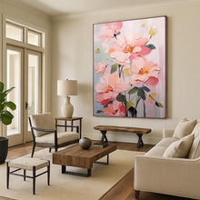 Load image into Gallery viewer, Pink &amp; Green Floral Abstract Painting, Ideal for Feminine Bedroom &amp; Charming Living Room LargeART2123
