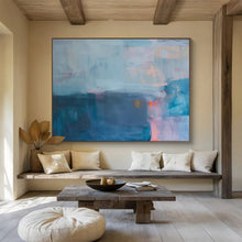 Load image into Gallery viewer, Hand - painted Blue - Toned Abstract Mist Acrylic Art for Calming Bedroom Corners LargeART1685

