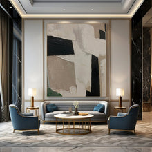 Load image into Gallery viewer, Hand - painted Massive Geometric Abstract in Neutral Tones Acrylic Art for Modern Offices LargeART0107
