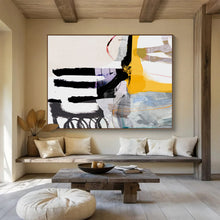Load image into Gallery viewer, Bold Black, White, and Colorful Abstract Collage Abstract acrylic painting DLZ112
