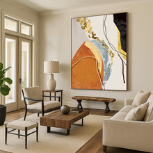 Load image into Gallery viewer, “Colorful Shapes &amp; Gold Streaks” - Modern Abstract Art on Canvas DKH1515
