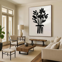 Load image into Gallery viewer, Minimalist Black - White Abstract Flower Art, Ideal for Contemporary Entryway &amp; Artistic Dining Area LargeART2042
