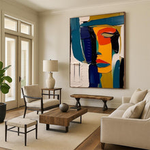 Load image into Gallery viewer, Blue &amp; Orange Cubist Abstract Painting, Ideal for Modern Art Studio &amp; Bold Living Room LargeART2125
