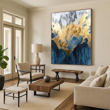 Load image into Gallery viewer, Oversized Gold - Leaf Mountain Abstract Acrylic for Luxury Home Office LargeART0285
