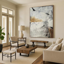 Load image into Gallery viewer, “Abstract Gray and Beige Textures” – Layered gray and beige textures, with bold black strokes. DTP338
