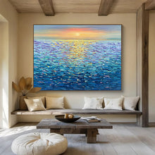 Load image into Gallery viewer, Seaside Sunset “Vibrant Horizon” Painting on Canvas, Luminous Ocean Art DKH855
