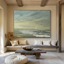 Load image into Gallery viewer, Subtle Sea and Sky in Muted Greens Abstract acrylic painting DLZ027
