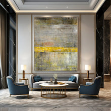 Load image into Gallery viewer, Oversized Hand - painted Gray and Yellow Industrial Charm Acrylic Art for Loft - Style Apartments LargeART0213
