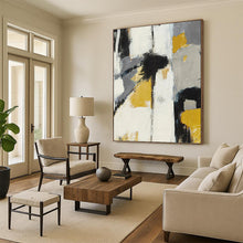 Load image into Gallery viewer, “Yellow, Grey &amp; Black Abstract” - Modern Abstract Art on Canvas DKH1525
