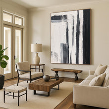 Load image into Gallery viewer, “Vertical Strokes” – Tall black, gray strokes on white, varied textures DTP367
