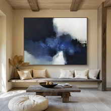 Load image into Gallery viewer, Hand - painted Blue and Black Abstract Acrylic Art for Modern Dining Room Decor LargeART1661

