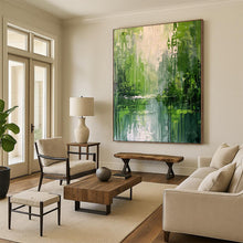 Load image into Gallery viewer, “Green Forest Reflection” - Impressionistic Abstract Acrylic, Great for Nature - Themed Living Room and Conservatory DTP002
