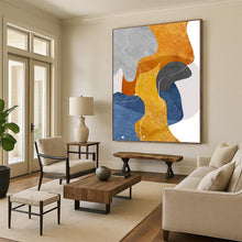 Load image into Gallery viewer, “Color - Blocked Abstract with White Lines” - Modern Abstract Art on Canvas DKH1550
