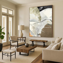 Load image into Gallery viewer, “Neutral Abstract with Black Lines” - Beige, Grey, Black Abstract Art on Canvas DKH1237
