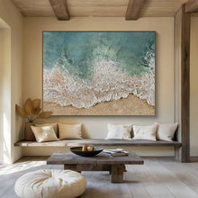 Load image into Gallery viewer, “Aerial Beach View” - Realistic - Inspired Abstract Acrylic, Great for Coastal Bedroom and Beach House DLZ252
