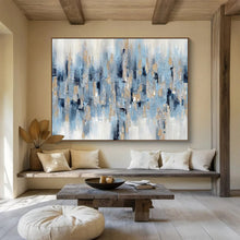 Load image into Gallery viewer, Blue - Gray &amp; Gold Abstract Painting on Canvas - “City Rhapsody” DKH601
