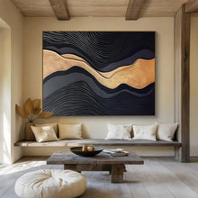 Load image into Gallery viewer, Black and Gold Wave Abstract Art for Luxury Bedroom &amp; Opulent Dining Room DKH149

