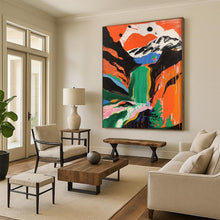 Load image into Gallery viewer, “Color - Drenched Mountain Waterfall” – Vivid Landscape Painting with Free - flowing Colors DTP105
