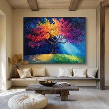 Load image into Gallery viewer, Colorful Tree “Starry Night Canopy” Painting on Canvas, Whimsical Landscape Art DKH813
