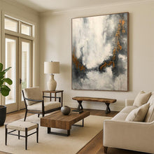 Load image into Gallery viewer, Massive Gray Abstract with Gold Acrylic for Industrial - Style Café &amp; Luxury Penthouse LargeART0360
