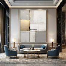 Load image into Gallery viewer, Gray &amp; Gold Geometric Abstract Painting, Suited for Luxury Living Room &amp; Sophisticated Office LargeART1432
