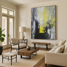 Load image into Gallery viewer, Hand - painted Substantial Gray - Yellow Abstract Urban Acrylic Art for Industrial - Style Lofts LargeART0063
