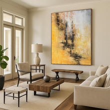 Load image into Gallery viewer, Hand - painted Large - scale Warm Yellow Abstract Texture Acrylic Art for Cheerful Kitchens LargeART0041
