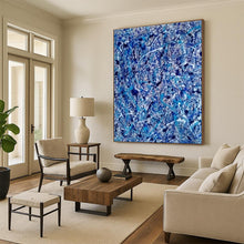 Load image into Gallery viewer, Blue - White Splatter Art for Creative Studio &amp; Eclectic Lounge LargeART0886
