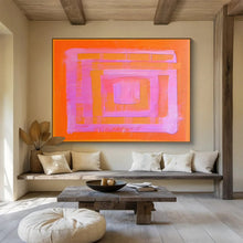 Load image into Gallery viewer, Orange - Pink Geometric Abstract Painting On Canvas DKH368
