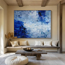 Load image into Gallery viewer, Blue - Gray Abstract “Misty Horizon” Painting on Canvas, Calm Landscape Art DKH851
