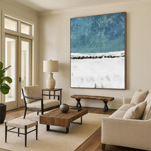 Load image into Gallery viewer, Blue - White Abstract Field Painting, Suited for Nature - Inspired Living Room &amp; Calm Study LargeART2025
