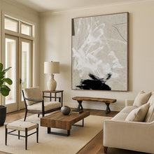 Load image into Gallery viewer, “Earthy Strokes” - Beige, white, black, textured brushstrokes and shapes DTP168
