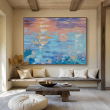 Load image into Gallery viewer, Colorful Sunset Reflection Abstract Painting on Canvas - “Sky on Water” DKH662
