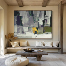 Load image into Gallery viewer, Gray - Toned Geometric Abstract Painting On Canvas DKH365

