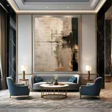 Load image into Gallery viewer, Neutral Tones with Linear Accents Abstract Canvas Painting, Perfect for Minimalist Living Room &amp; Calm Office LargeART1215
