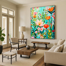 Load image into Gallery viewer, “Colorful Flat - Style Floral Field” - Modern Floral Art on Canvas DKH1595
