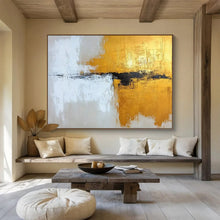 Load image into Gallery viewer, Hand - painted Oversized Gold, Black, and White Abstract Acrylic Art for Luxurious Living Rooms LargeART1803

