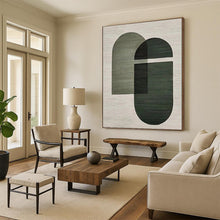 Load image into Gallery viewer, Green &amp; Black Geometric Abstract Art – Ideal for Modern Office Lobby &amp; Minimalist Living Room LargeART0674
