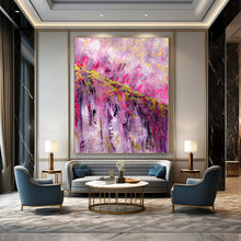 Load image into Gallery viewer, Pink and Purple Abstract Cascade Canvas Painting, Great for Romantic Bedroom &amp; Whimsical Boutique LargeART1237
