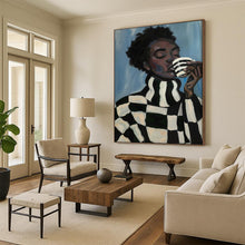 Load image into Gallery viewer, Blue - Black - White Abstract Portrait, Ideal for Stylish Home Office &amp; Modern Living Room LargeART2045
